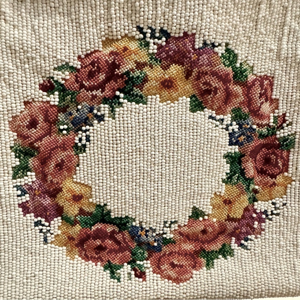 VTG! Elegant Micro Beaded Floral Embroidered Handbag - Picture 2 of 14